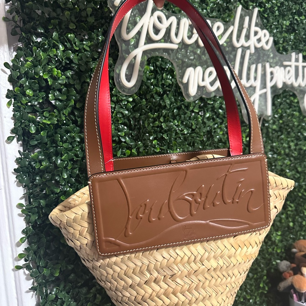 authenic Louboutin Straw Bag